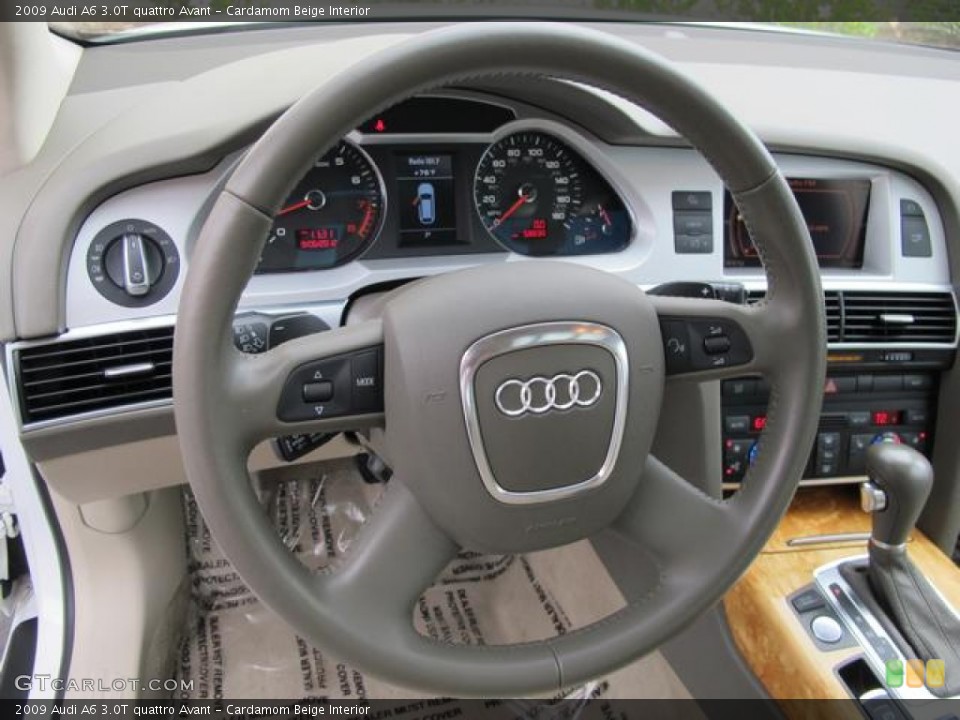 Cardamom Beige Interior Steering Wheel for the 2009 Audi A6 3.0T quattro Avant #71777151