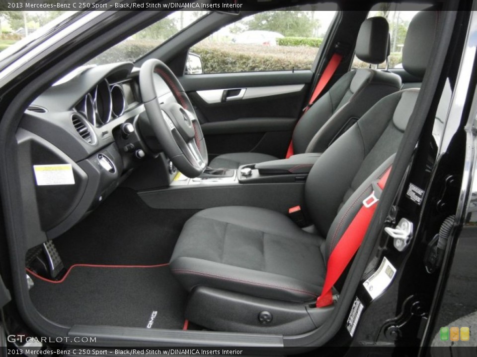 Black/Red Stitch w/DINAMICA Inserts 2013 Mercedes-Benz C Interiors