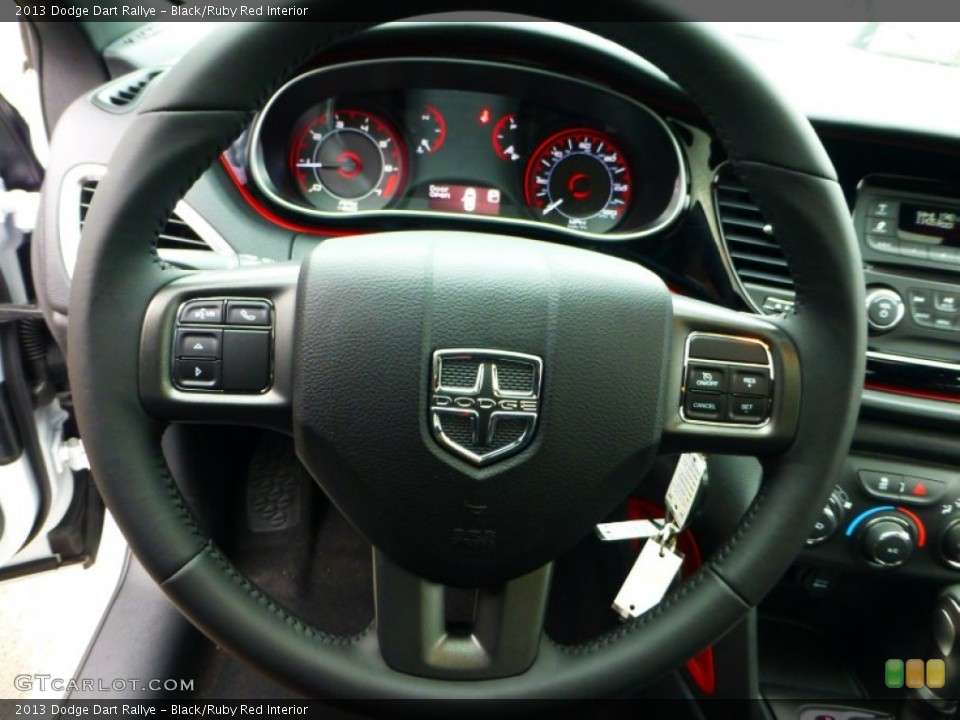 Black/Ruby Red Interior Steering Wheel for the 2013 Dodge Dart Rallye #71835779