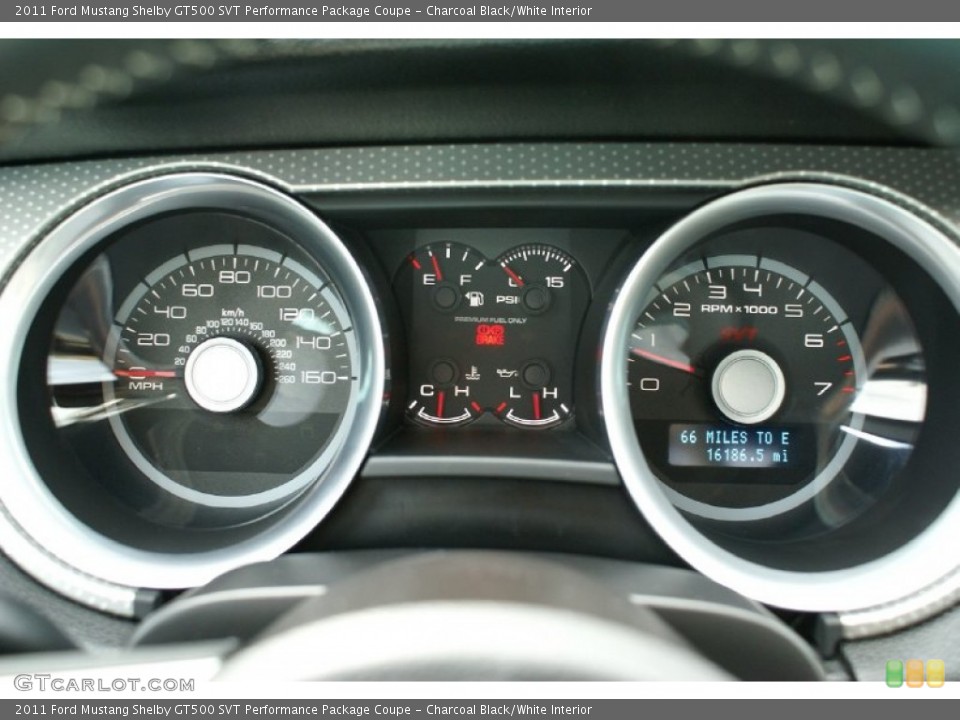 Charcoal Black/White Interior Gauges for the 2011 Ford Mustang Shelby GT500 SVT Performance Package Coupe #71872257