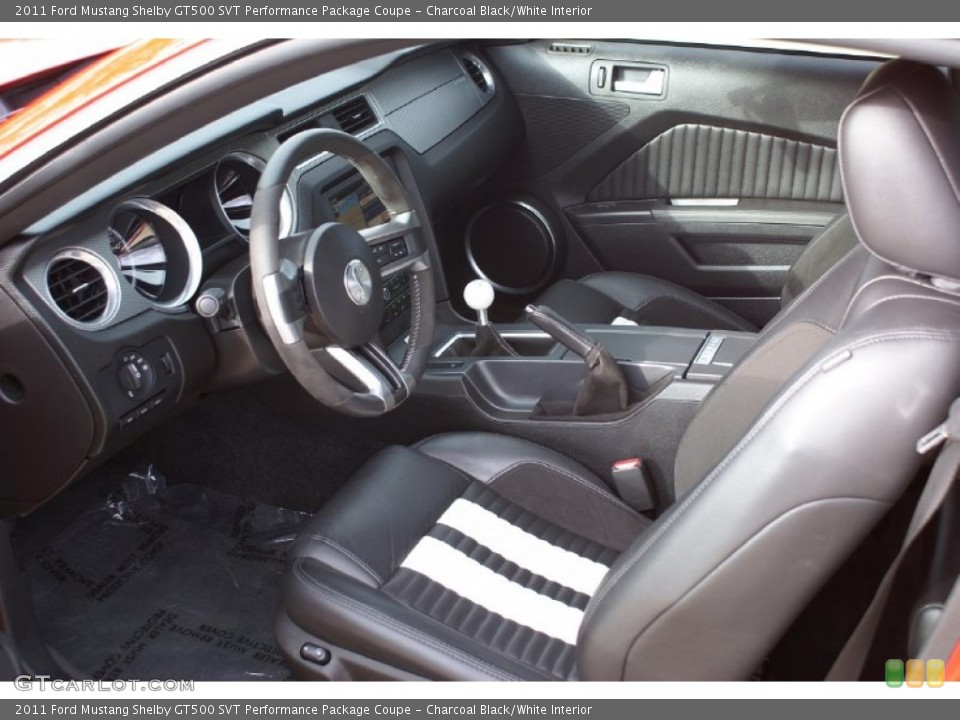 Charcoal Black/White Interior Prime Interior for the 2011 Ford Mustang Shelby GT500 SVT Performance Package Coupe #71872392