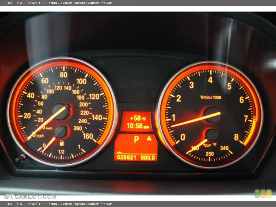 Lemon Dakota Leather Interior Gauges for the 2008 BMW 3 Series 335i Sedan #71925291