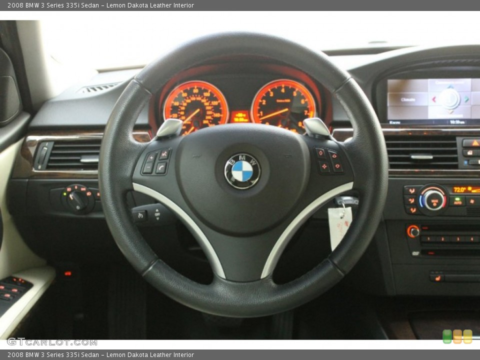 Lemon Dakota Leather Interior Steering Wheel for the 2008 BMW 3 Series 335i Sedan #71925609