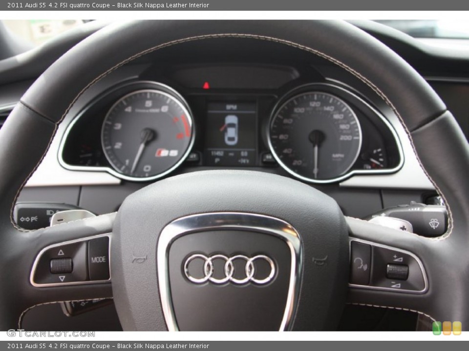 Black Silk Nappa Leather Interior Steering Wheel for the 2011 Audi S5 4.2 FSI quattro Coupe #71943520