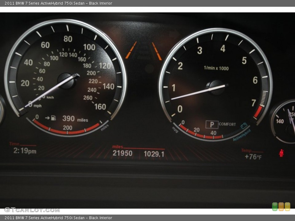 Black Interior Gauges for the 2011 BMW 7 Series ActiveHybrid 750i Sedan #71976838