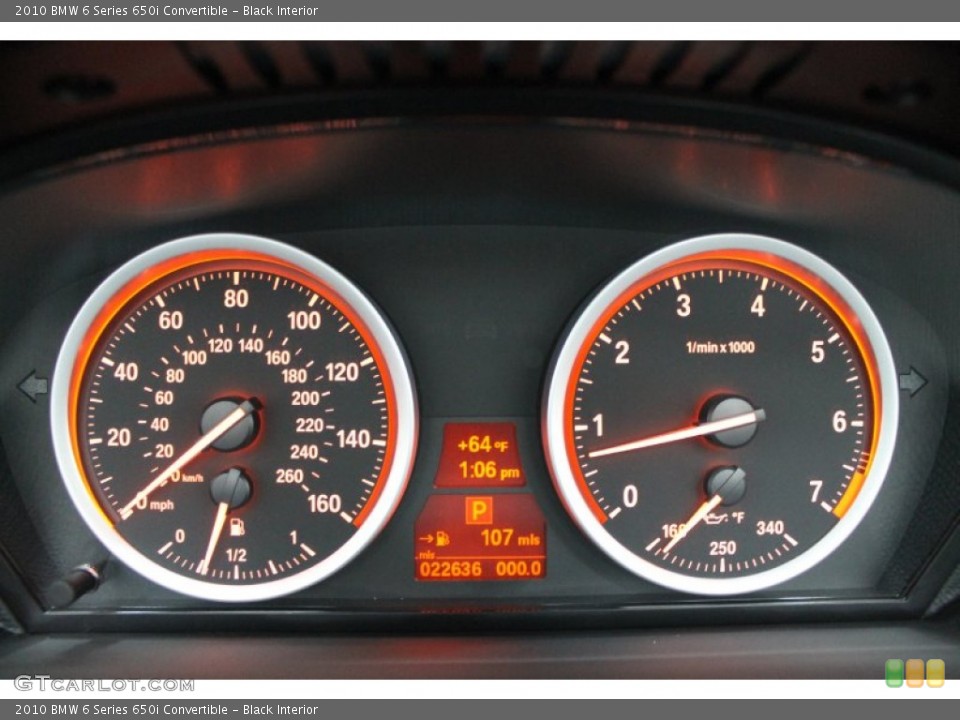 Black Interior Gauges for the 2010 BMW 6 Series 650i Convertible #72010131