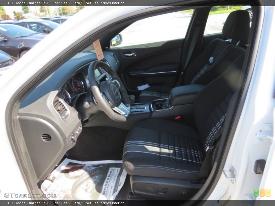 Black/Super Bee Stripes Interior Front Seat for the 2013 Dodge Charger SRT8 Super Bee #72053881