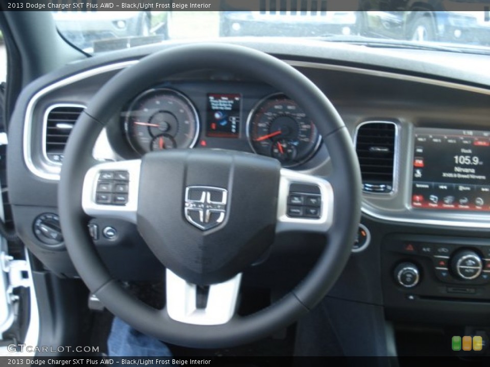 Black/Light Frost Beige Interior Steering Wheel for the 2013 Dodge Charger SXT Plus AWD #72124111