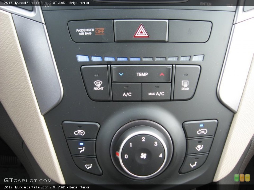 Beige Interior Controls for the 2013 Hyundai Santa Fe Sport 2.0T AWD #72147537