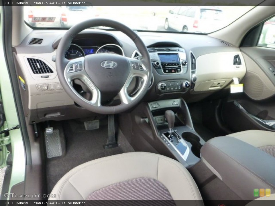 Taupe Interior Dashboard for the 2013 Hyundai Tucson GLS AWD #72212027