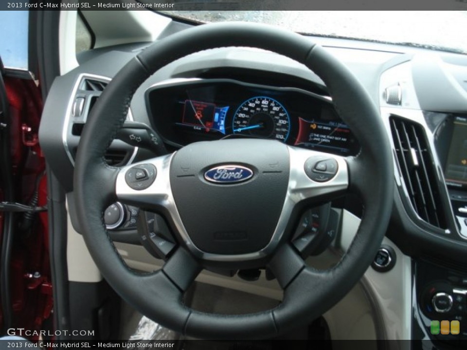 Medium Light Stone Interior Steering Wheel for the 2013 Ford C-Max Hybrid SEL #72219512