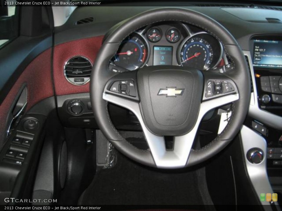 Jet Black/Sport Red Interior Steering Wheel for the 2013 Chevrolet Cruze ECO #72259509