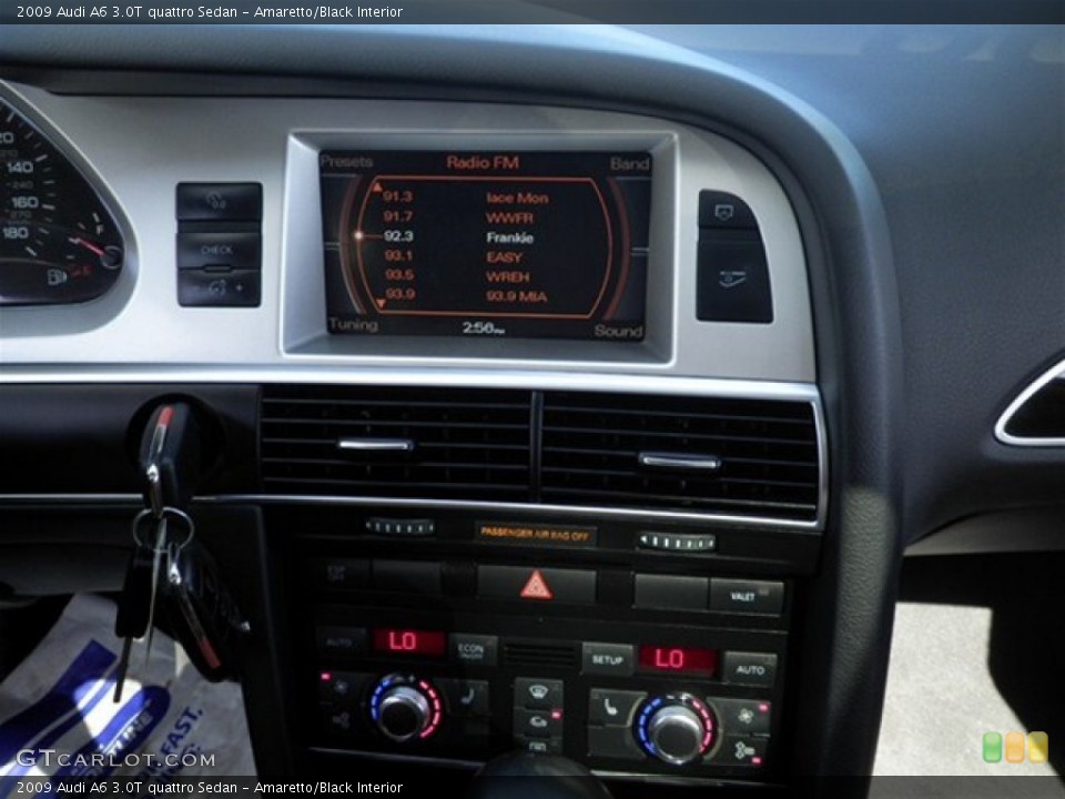 Amaretto/Black Interior Controls for the 2009 Audi A6 3.0T quattro Sedan #72269908