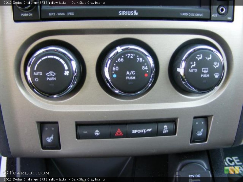 Dark Slate Gray Interior Controls for the 2012 Dodge Challenger SRT8 Yellow Jacket #72272914