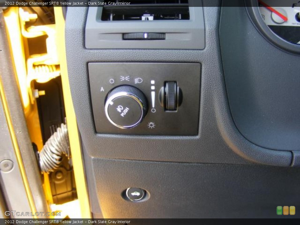 Dark Slate Gray Interior Controls for the 2012 Dodge Challenger SRT8 Yellow Jacket #72273106