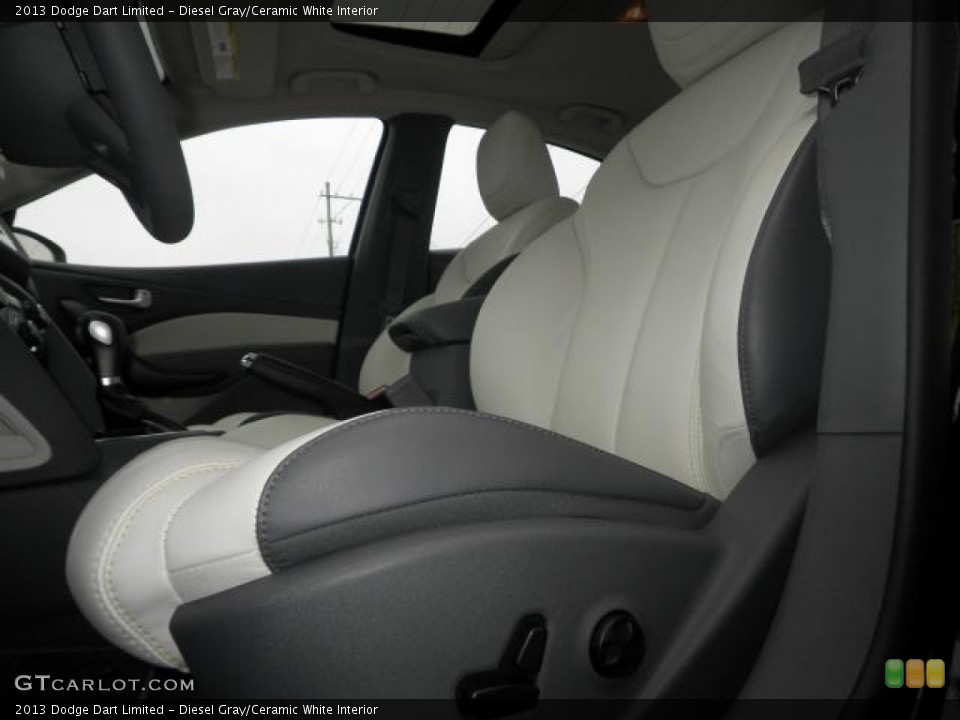 Diesel Gray/Ceramic White Interior Front Seat for the 2013 Dodge Dart Limited #72306196