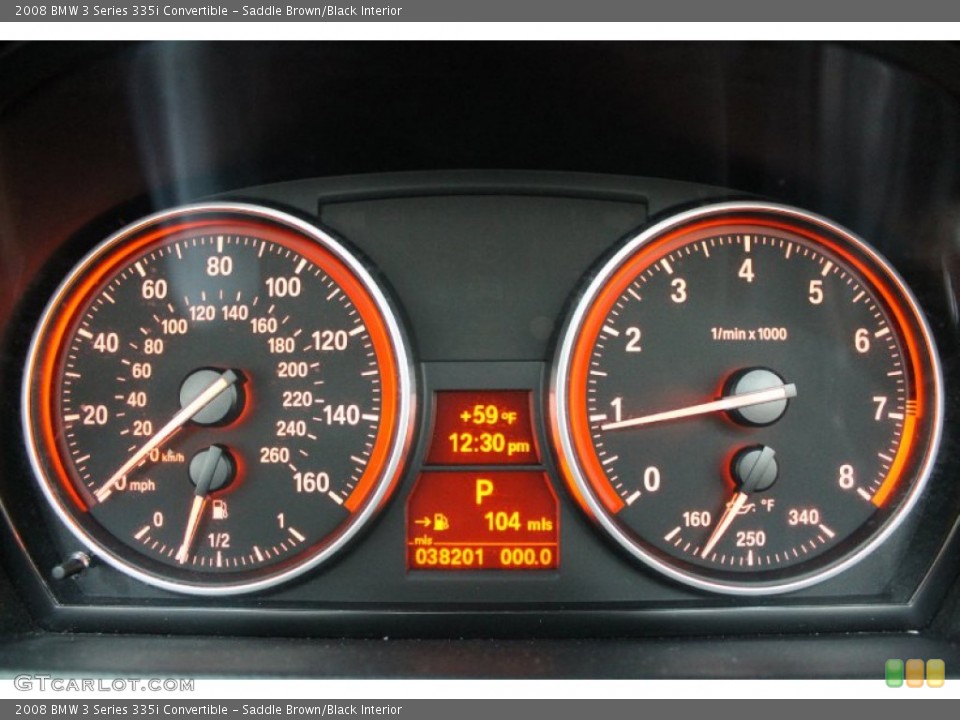 Saddle Brown/Black Interior Gauges for the 2008 BMW 3 Series 335i Convertible #72319984
