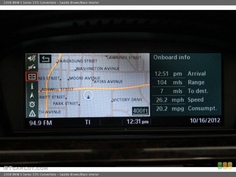 Saddle Brown/Black Interior Navigation for the 2008 BMW 3 Series 335i Convertible #72320152