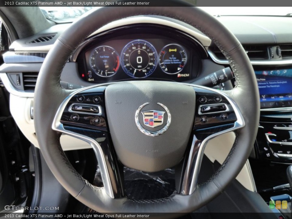 Jet Black/Light Wheat Opus Full Leather Interior Steering Wheel for the 2013 Cadillac XTS Platinum AWD #72328613