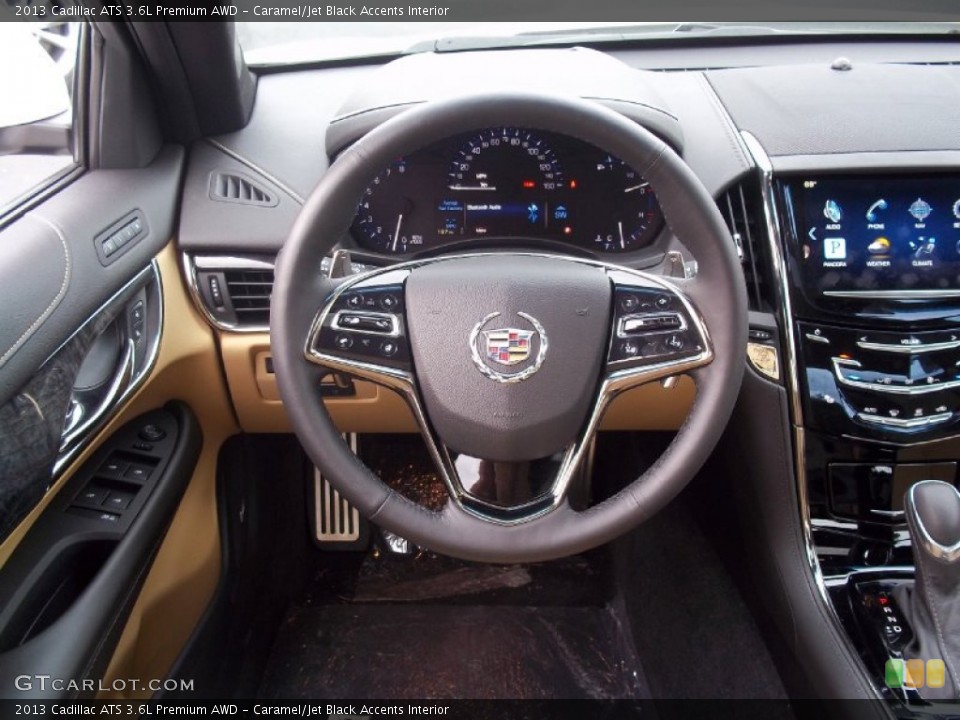 Caramel/Jet Black Accents Interior Steering Wheel for the 2013 Cadillac ATS 3.6L Premium AWD #72328802