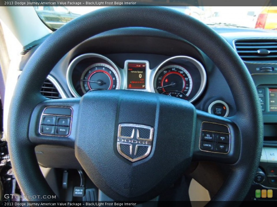 Black/Light Frost Beige Interior Steering Wheel for the 2013 Dodge Journey American Value Package #72333131