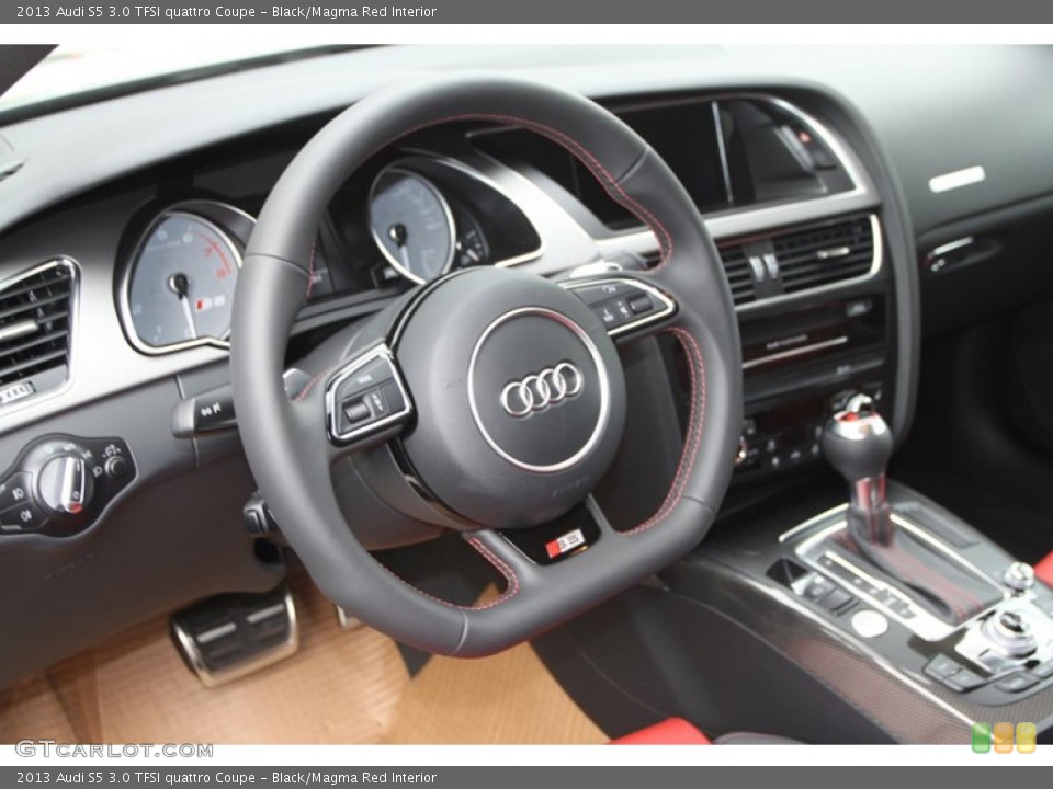 Black/Magma Red Interior Steering Wheel for the 2013 Audi S5 3.0 TFSI quattro Coupe #72336619