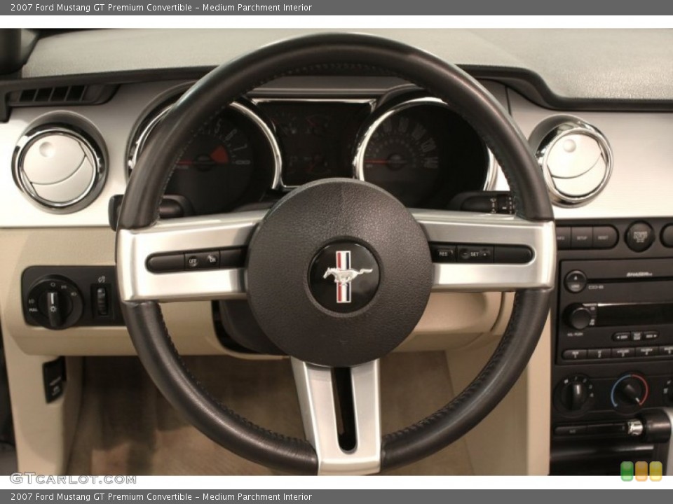 Medium Parchment Interior Steering Wheel for the 2007 Ford Mustang GT Premium Convertible #72343821