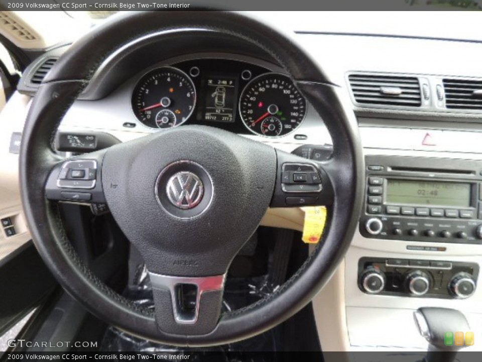 Cornsilk Beige Two-Tone Interior Steering Wheel for the 2009 Volkswagen CC Sport #72350606