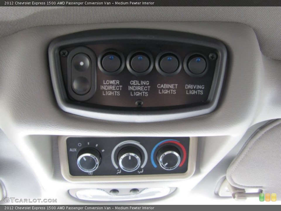Medium Pewter Interior Controls for the 2012 Chevrolet Express 1500 AWD Passenger Conversion Van #72362010