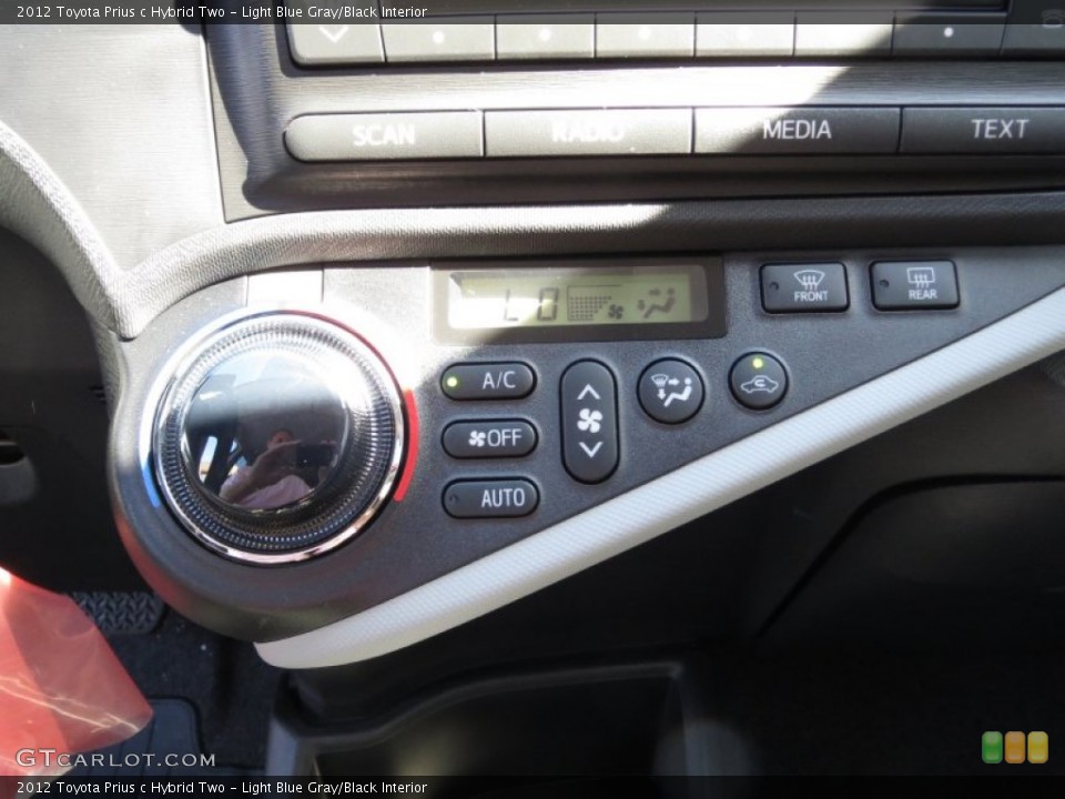 Light Blue Gray/Black Interior Controls for the 2012 Toyota Prius c Hybrid Two #72473401