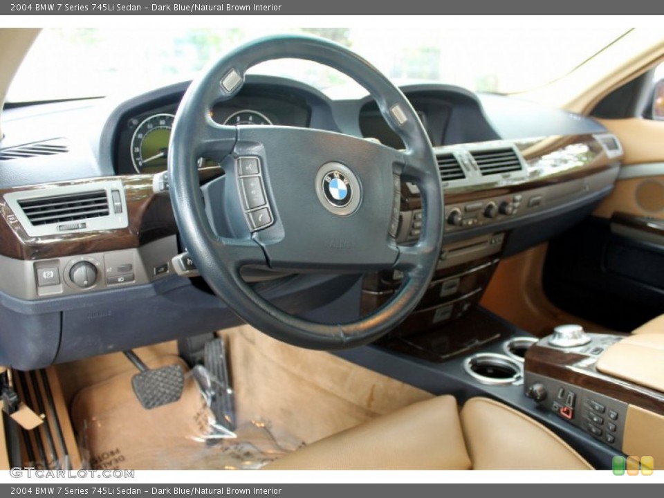 Dark Blue/Natural Brown Interior Dashboard for the 2004 BMW 7 Series 745Li Sedan #72476420