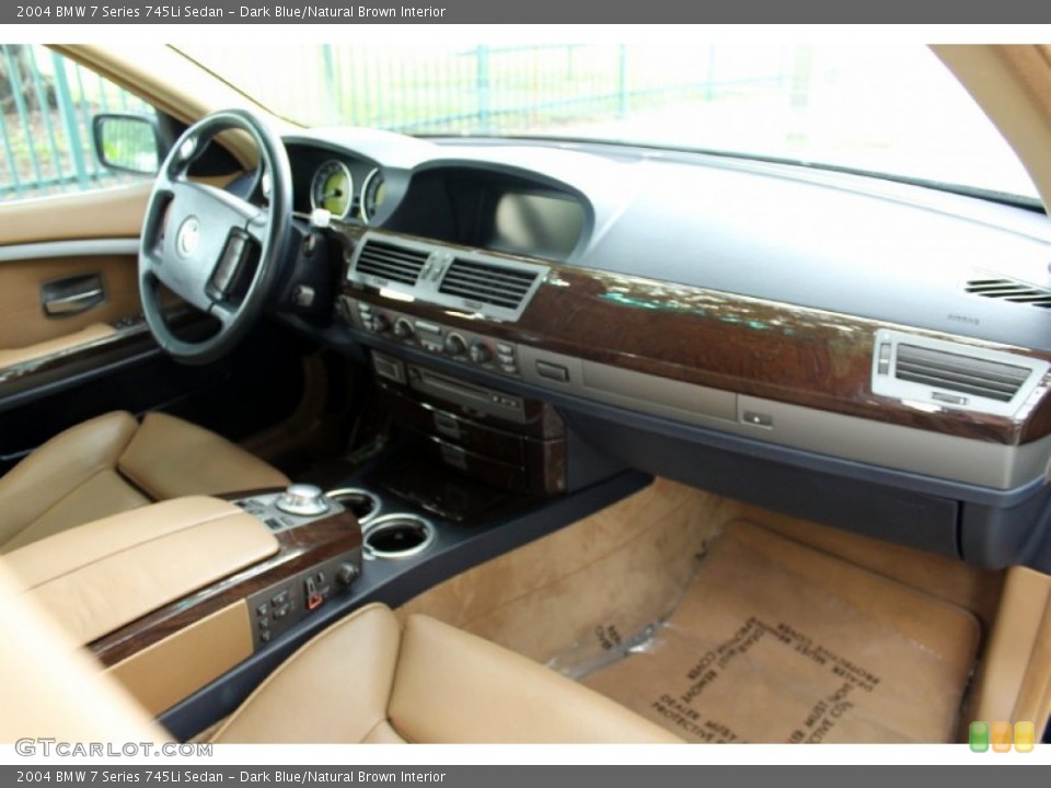 Dark Blue/Natural Brown Interior Dashboard for the 2004 BMW 7 Series 745Li Sedan #72476446
