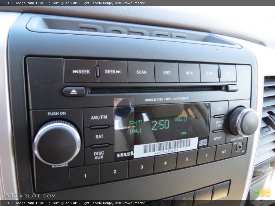 Light Pebble Beige/Bark Brown Interior Audio System for the 2012 Dodge Ram 1500 Big Horn Quad Cab #72482979