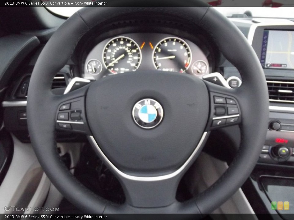 Ivory White Interior Steering Wheel for the 2013 BMW 6 Series 650i Convertible #72492903