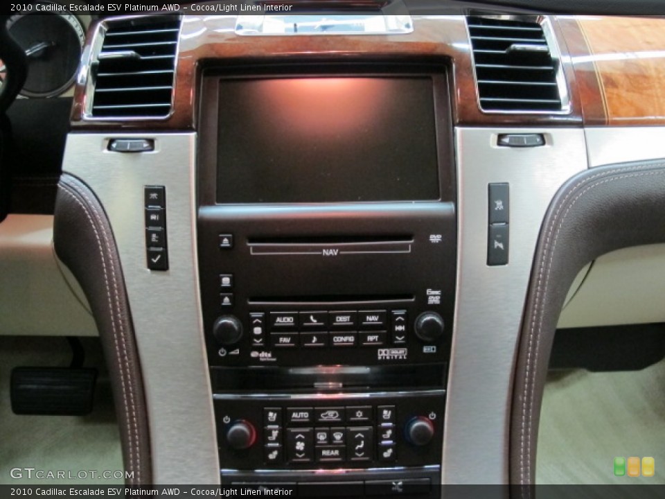 Cocoa/Light Linen Interior Controls for the 2010 Cadillac Escalade ESV Platinum AWD #72501247