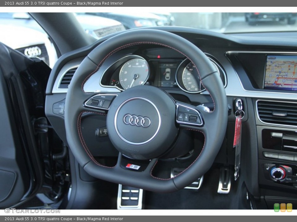 Black/Magma Red Interior Steering Wheel for the 2013 Audi S5 3.0 TFSI quattro Coupe #72518877