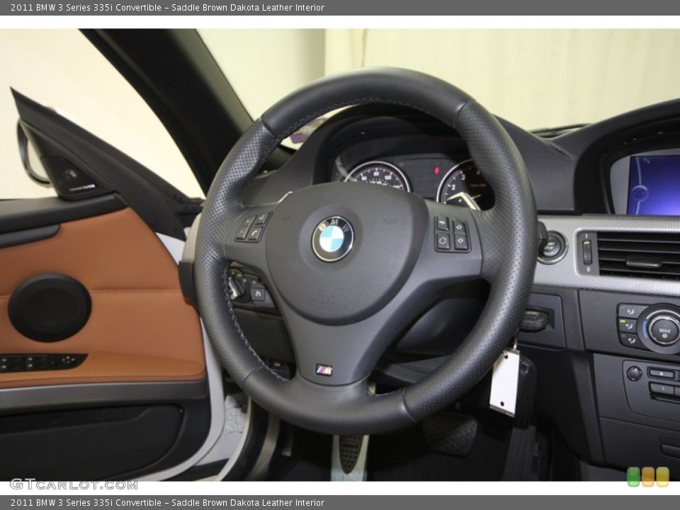 Saddle Brown Dakota Leather Interior Steering Wheel for the 2011 BMW 3 Series 335i Convertible #72542013