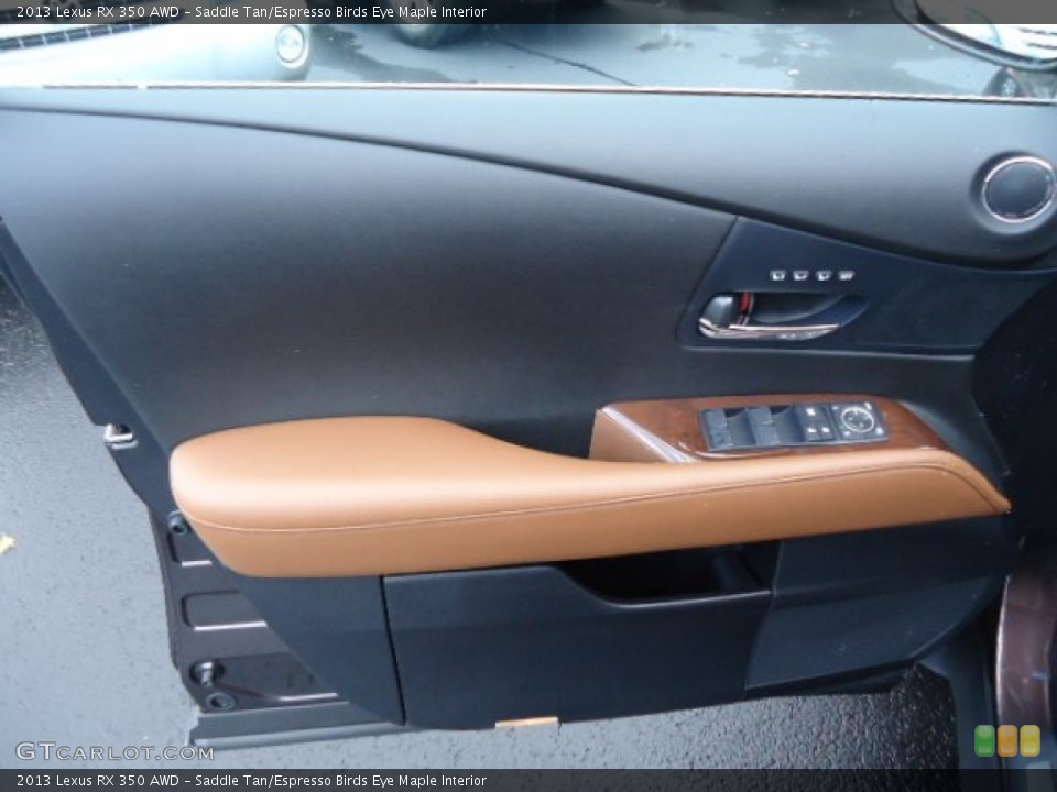 Saddle Tan/Espresso Birds Eye Maple Interior Door Panel for the 2013 Lexus RX 350 AWD #72547389