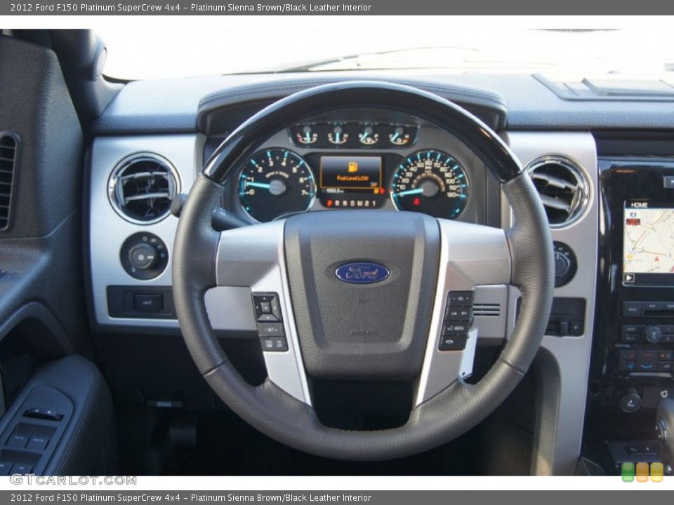 Platinum Sienna Brown/Black Leather Interior Steering Wheel for the 2012 Ford F150 Platinum SuperCrew 4x4 #72558369