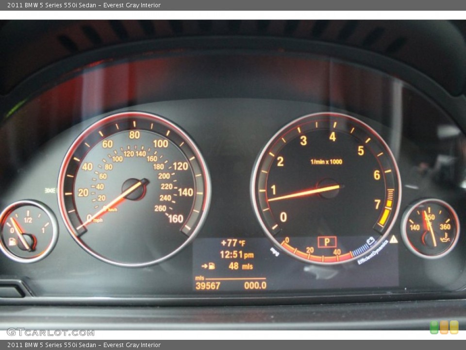 Everest Gray Interior Gauges for the 2011 BMW 5 Series 550i Sedan #72558789