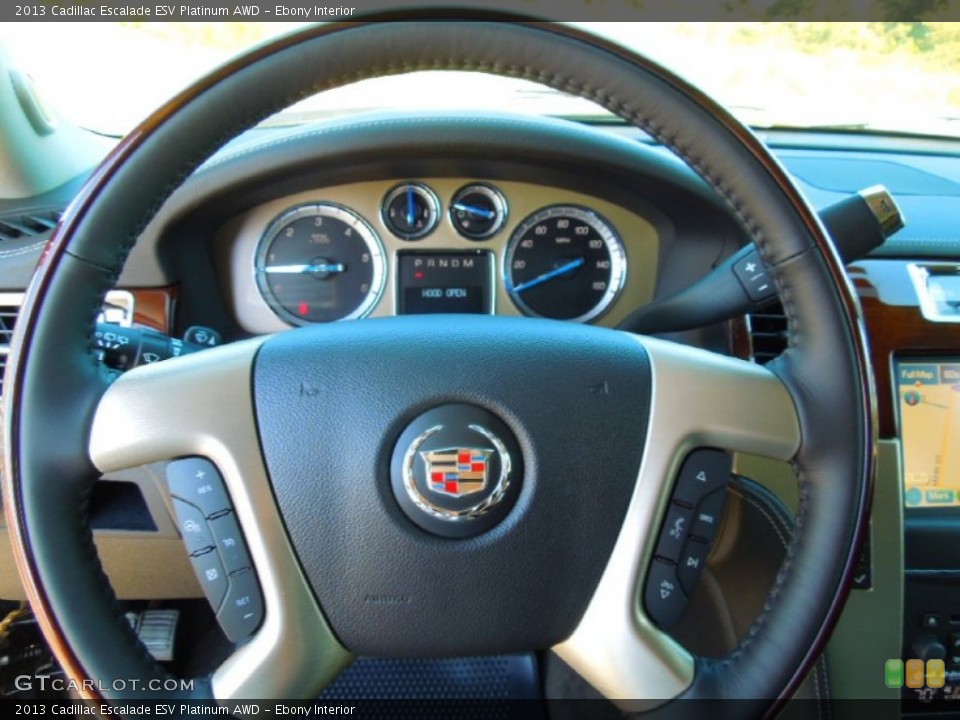 Ebony Interior Steering Wheel for the 2013 Cadillac Escalade ESV Platinum AWD #72565755