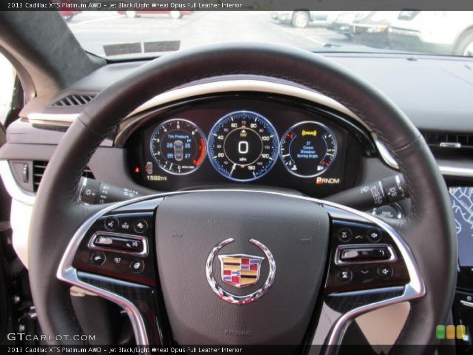 Jet Black/Light Wheat Opus Full Leather Interior Steering Wheel for the 2013 Cadillac XTS Platinum AWD #72621527