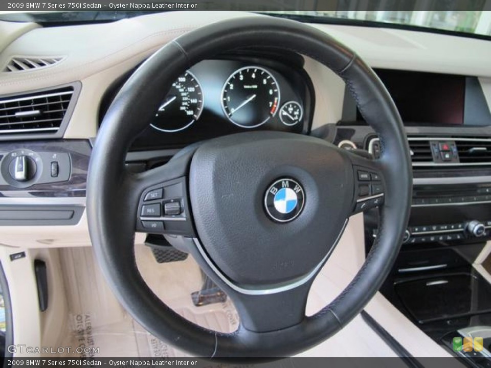 Oyster Nappa Leather Interior Steering Wheel for the 2009 BMW 7 Series 750i Sedan #72631070