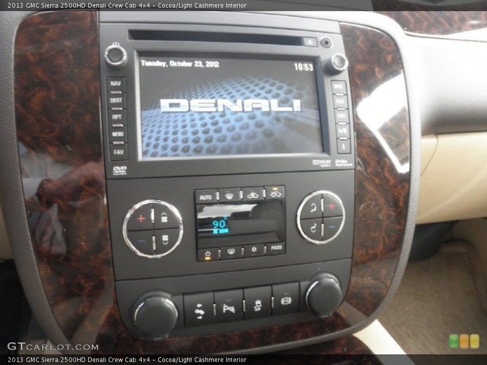 Cocoa/Light Cashmere Interior Controls for the 2013 GMC Sierra 2500HD Denali Crew Cab 4x4 #72641438