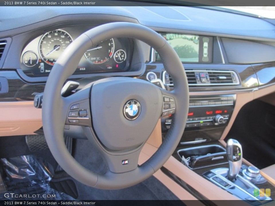 Saddle/Black Interior Steering Wheel for the 2013 BMW 7 Series 740i Sedan #72661264