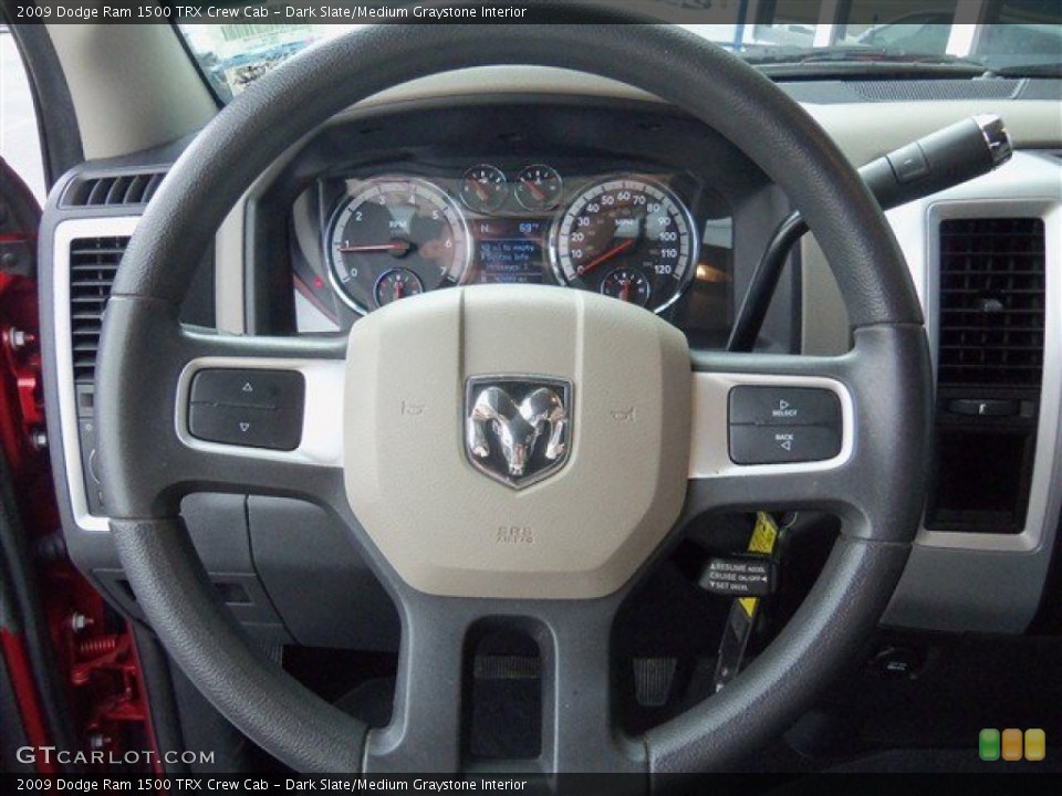 Dark Slate/Medium Graystone Interior Steering Wheel for the 2009 Dodge Ram 1500 TRX Crew Cab #72662263