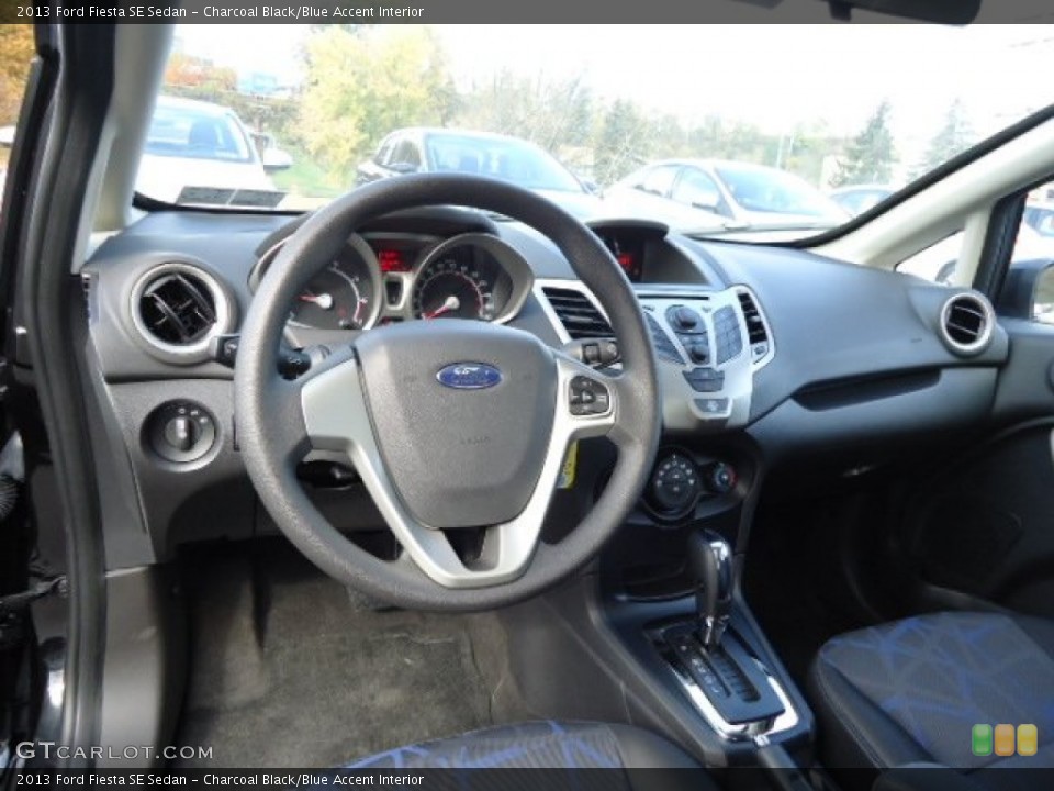 Charcoal Black/Blue Accent Interior Dashboard for the 2013 Ford Fiesta SE Sedan #72673135