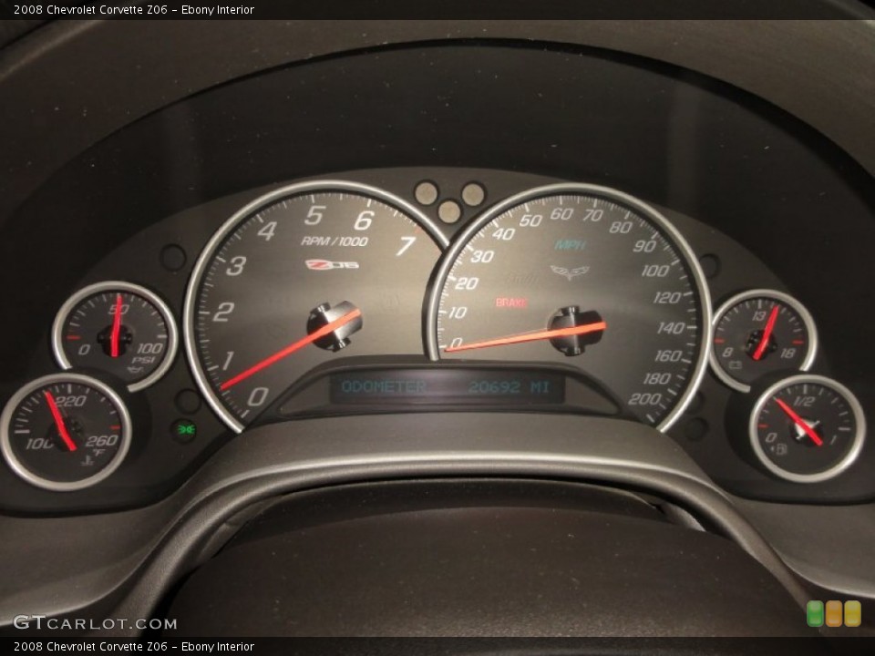 Ebony Interior Gauges for the 2008 Chevrolet Corvette Z06 #72676444