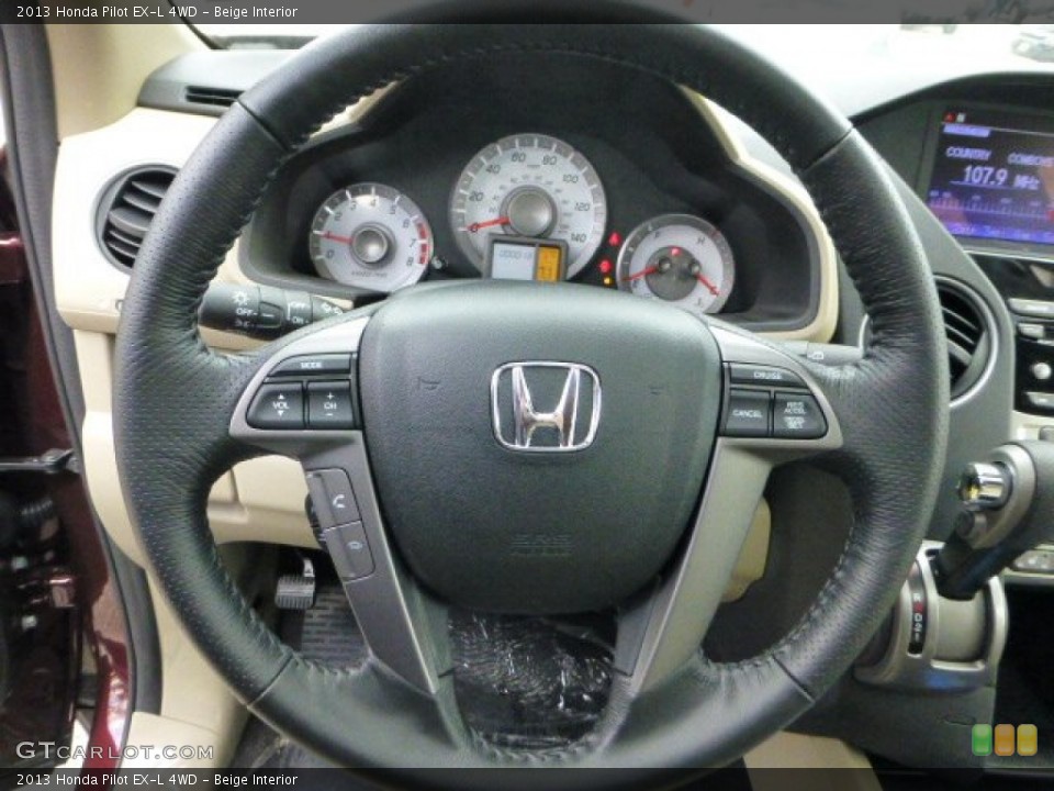 Beige Interior Steering Wheel for the 2013 Honda Pilot EX-L 4WD #72701449