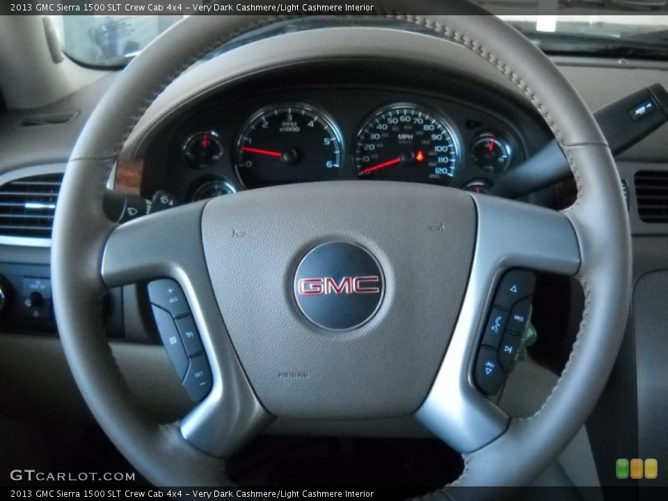 Very Dark Cashmere/Light Cashmere Interior Steering Wheel for the 2013 GMC Sierra 1500 SLT Crew Cab 4x4 #72704950
